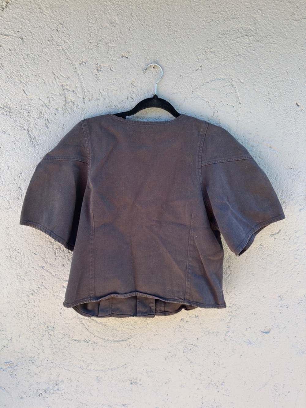 GAP Brown Button-Front V-Neck Short Sleeve Top - Picture 2 of 3